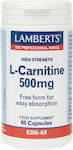 Lamberts L-carnitine με Καρνιτίνη 500mg 60 κάψουλες