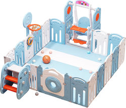 Fun Baby Plastic Playground Set with Basketball Hoop Blue 185x180x60cm