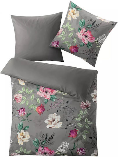 Kleine Wolke Duvet Cover Set Cotton Single with Pillowcase 135x200 Vincenza Gray