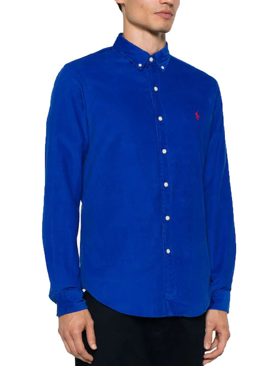 Ralph Lauren Shirt Cămașă Bărbătească Cu mânecă lungă Corduroy Albastru