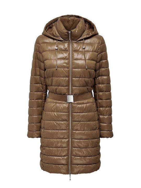 Only Kurz Damen Puffer Jacke für Winter Braun