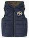 Kids' Quilted Jacket Sleeveless Double Sided with Hood Navy Blue