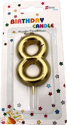 Birthday Candle "8" in Gold Color 8PRT14