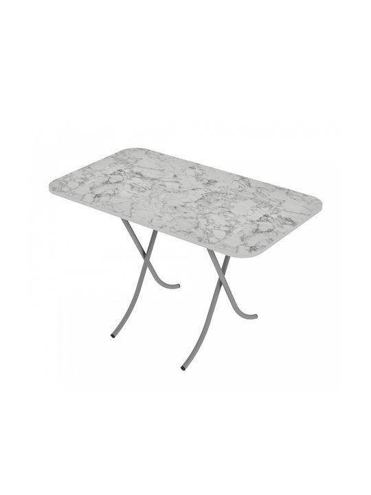 Mountain Top Tisch Klappbar Holz mit Metallgestell White Marble 110x60x75cm