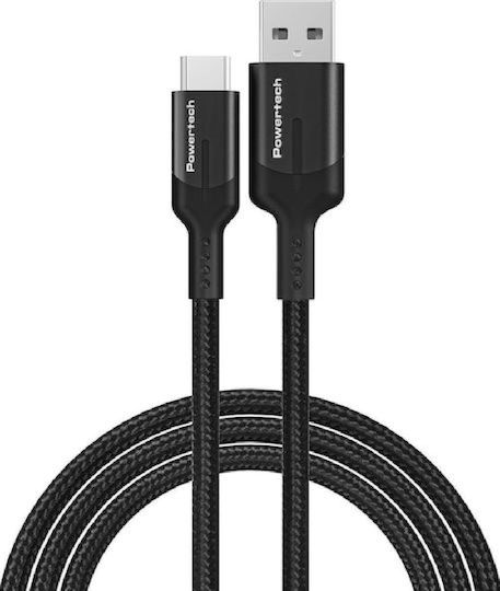 Powertech Braided USB 3.2 Cable USB-C Male - USB-A 60W PD Black 1m PTR-0134