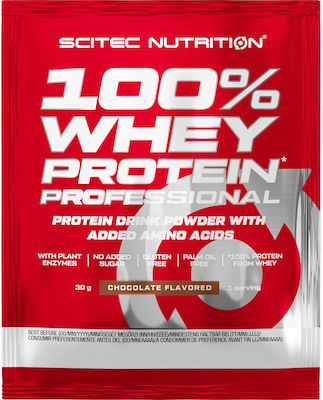 Scitec Nutrition 100% Whey Professional With Added Amino Acids Whey Protein Gluten Free with Flavor Chocolate 30gr