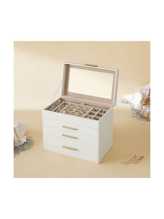 Songmics Jewellery Box Wooden with Drawer 25.1x15.3x21.5cm
