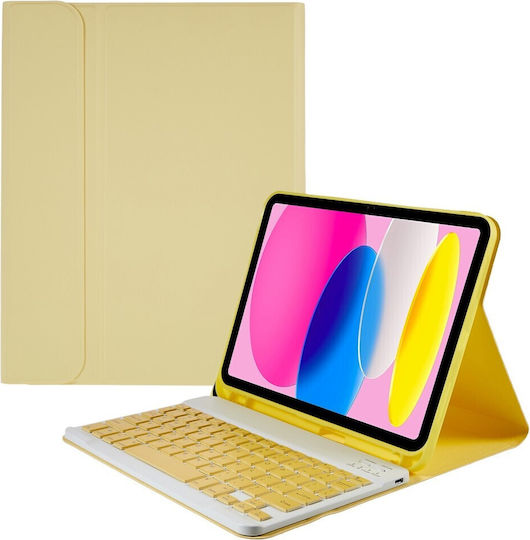 Flip Cover με Πληκτρολόγιο στα Αγγλικά US Κίτρινη (iPad 2022 10.9'' / iPad 2025 11")