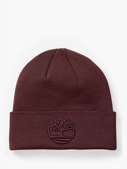 Timberland Beanie Ανδρικός Σκούφος Πλεκτός σε Μπορντό χρώμα