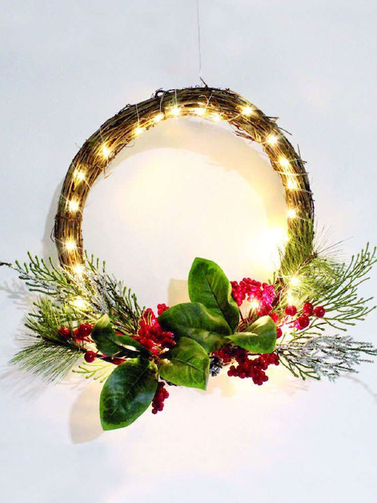 Aca Christmas Lighted Decorative Wreath Battery Powered