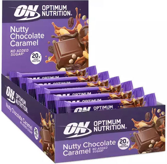 Optimum Nutrition Protein Bar Блокчета с 20гр Протеин & Вкус Nutty Chocolate Caramel 10x70гр