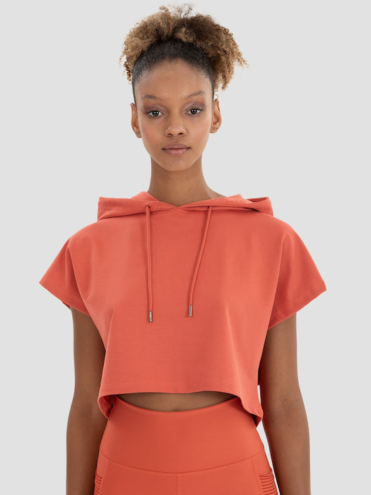 Superstacy Women's Cropped Hooded Sweatshirt Orange