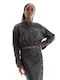 Collectiva Noir Women's Blouse Leather Long Sleeve Black