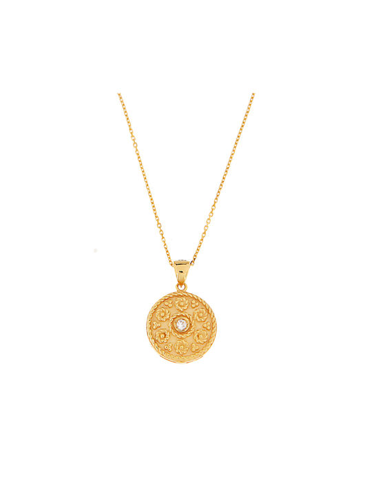 Ioannis Kosmima Necklace with design Flower from Gold 14K with Zircon