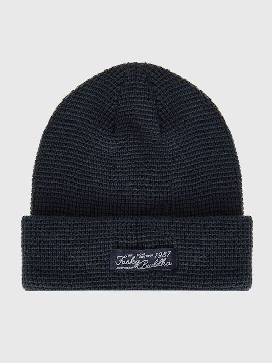 Funky Buddha Knitted Beanie Cap Navy Blue