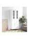 Floor-Standing Living Room Display Cabinet Made of White Particle Board with Glass 69.5x34x180cm