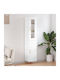 Floor Particle Board Living Room Display Cabinet with Glass White 34.5x34x180cm