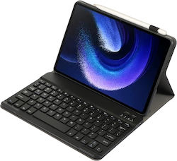 Lambskin Texture Klappdeckel Leder mit Tastatur Englisch US Schwarz (Xiaomi Pad 6) EDA004562901A