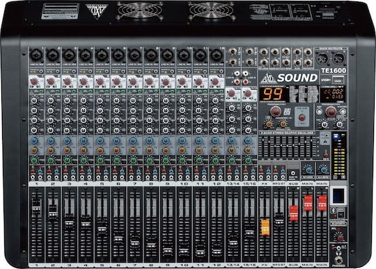AXD Sound TE-1600 Αυτοενισχυόμενη Αναλογική Κονσόλα 16 Καναλιών με Phantom Power & 16 Εισόδους XLR & Bluetooth