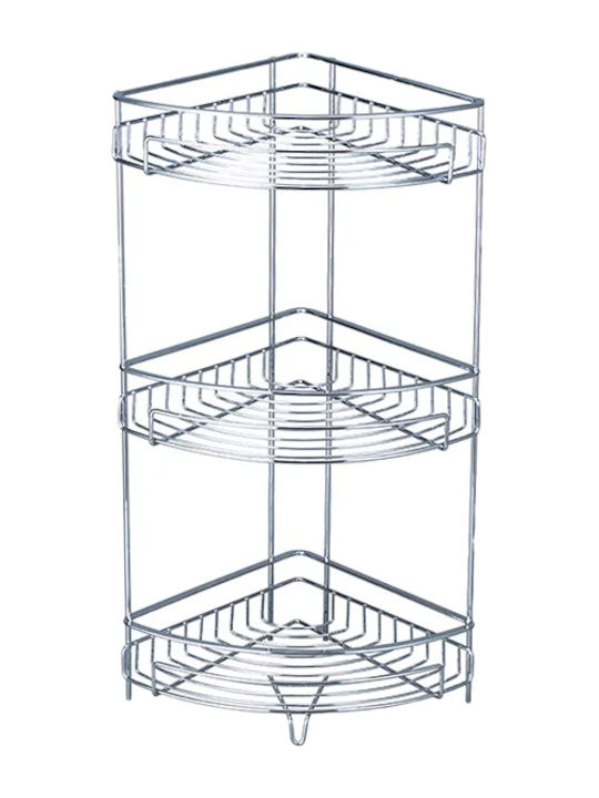 Bormann BTW9042 Ecke An der Wand montiert Badezimmerregal Metallisch mit 3 Regalen 20.8x20.8x57cm