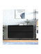 Sideboard Wooden Black Velvet-Black Metal 120x35x70cm