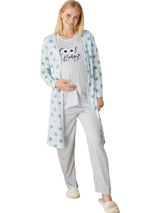PijaMood Robe Schwangerschaft & Stillen in Hellblau Farbe
