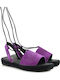Leder Flache Sandalen für Damen in Lila Farbe