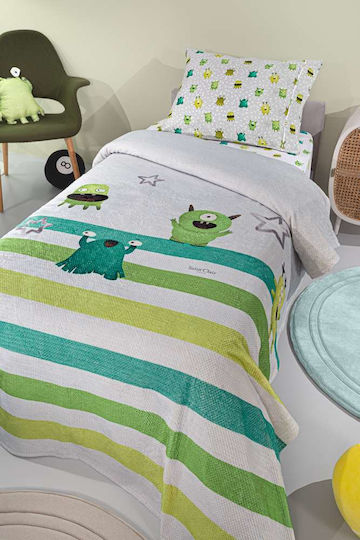 Saint Clair Blanket Fleece Monsters Lime 160x220cm