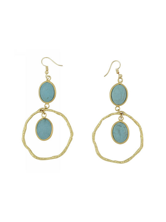 Tatu Moyo Earrings Hoops from Steel Gold Plated with Stones