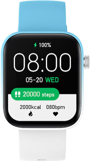 Rubicon SR042D 37mm Smartwatch με Παλμογράφο (Blue/White)