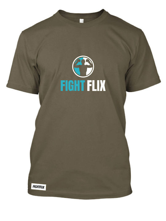 FightFlix T-shirt Bărbătesc cu Mânecă Scurtă Kaki
