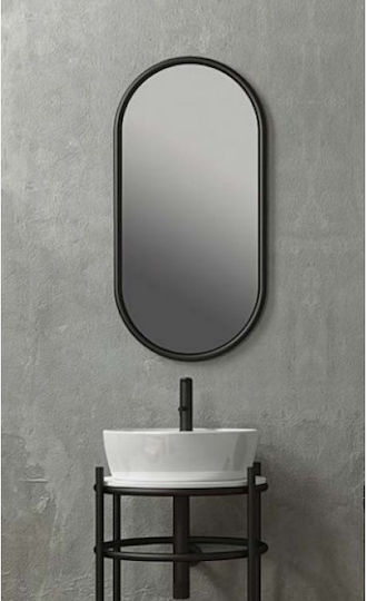 Savvopoulos Oval Bathroom Mirror made of Metal 45x90cm Black