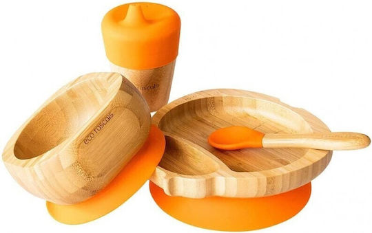 Tommee Tippee Set de hrănire din Bambus cu Bază Antiderapantă Portocaliu 4buc