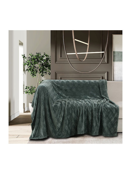 Melinen Two-Seater Sofa Throw Ollie 170x250cm Dark Aqua