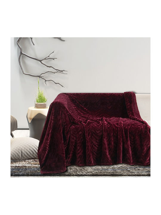 Melinen Zweisitzer-Sofa Überwurf Darby 170x250cm Bordeaux