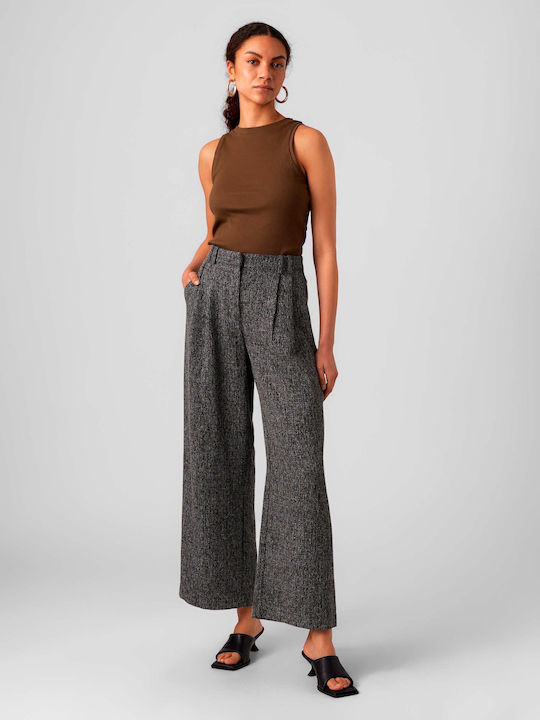 Vero Moda Women's High-waisted Fabric Trousers Gray