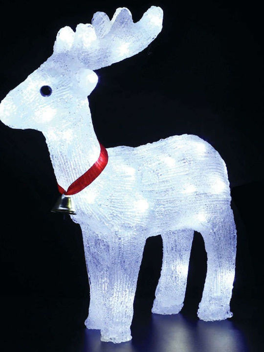 Aca Осветена Коледна Пластмасова Фигура Северни елени Бял Височина 33см. Standing Reindeer