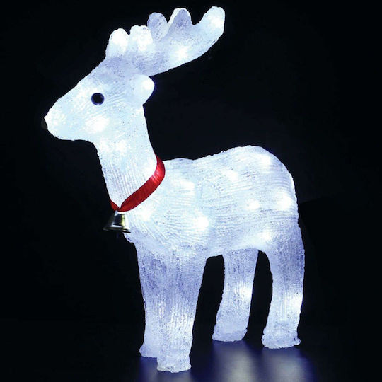 Aca Illuminated Christmas Plastic Figure Reindeer White Height 33cm Standing Reindeer