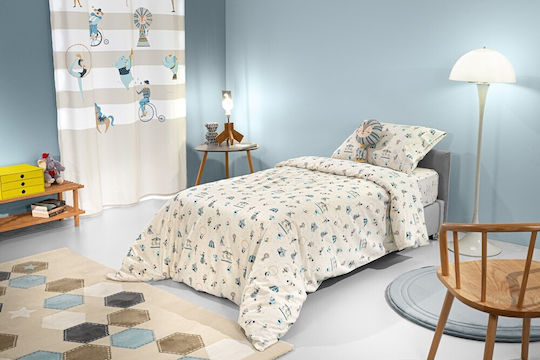 Saint Clair Sheet Set Single Cotton Enjoy Sky Ecru 165x250cm 2pcs