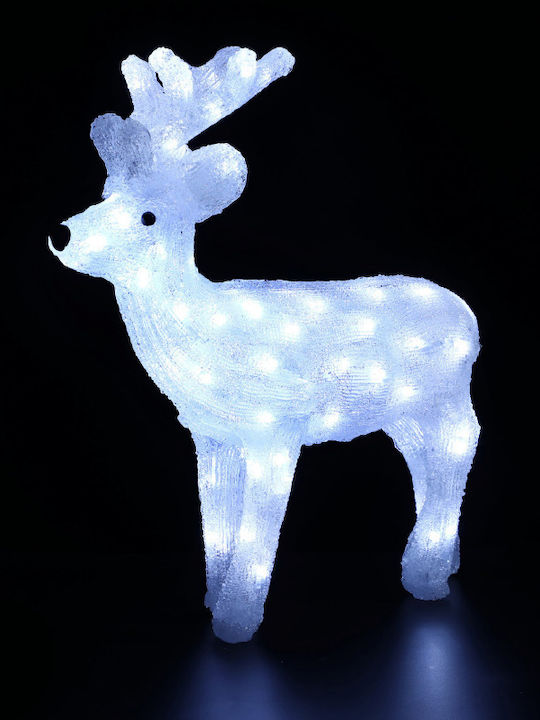Aca Illuminated Christmas Plastic Figure Reindeer White Height 49cm Standing Reindeer