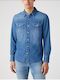 Western Long-sleeved Denim Shirt Blue