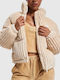 Karl Kani Women's Short Puffer Jacket for Winter Beige