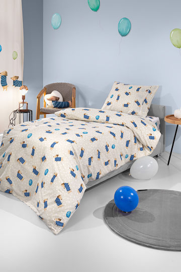 Saint Clair Set Kids Duvet Cover Single with Pillowcase Cotton Blue 160x220cm