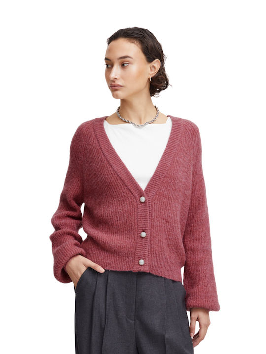 ICHI Women's Knitted Cardigan Pink