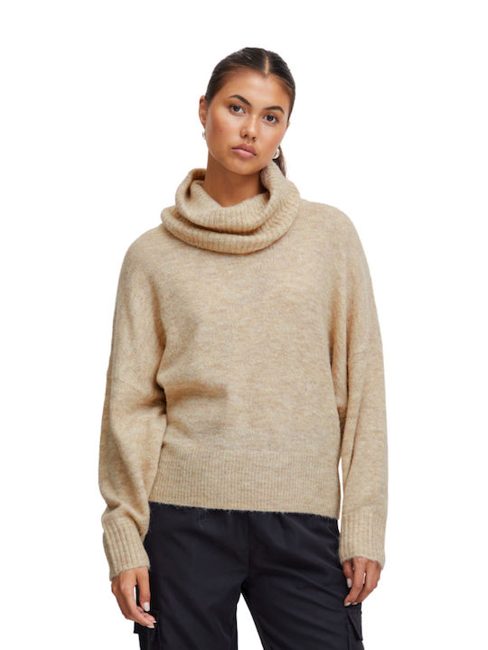 ICHI Women's Long Sleeve Sweater Beige