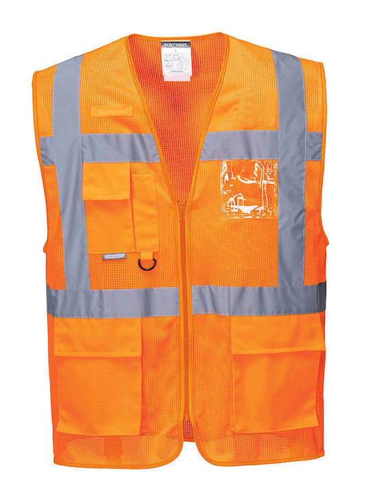 Portwest Safety Vest with Reflective Film Orange Υψηλής Διακριτότητας