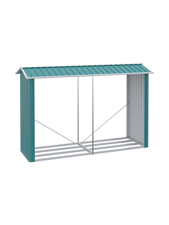 Outsunny Woodshed Μεταλλικό Ράφι Αποθήκευσης Ξύλων 240x86x160cm Πράσινο