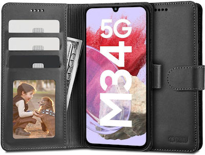 Tech-Protect Brieftasche Leder / Silikon / Synthetisches Leder Schwarz (Samsung Galaxy M34 5G)