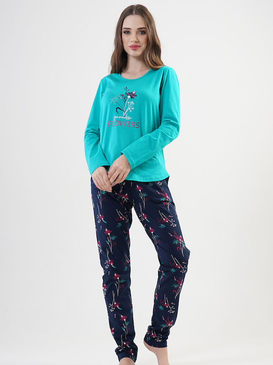 Vienetta Secret De iarnă Pentru Femei De bumbac Bluză Pijamale Verde