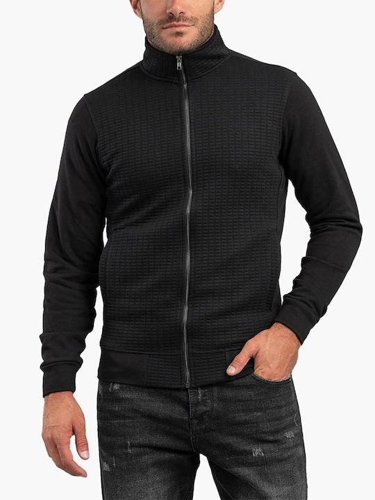 Vittorio Artist Men's Cardigan with Zipper Black